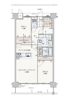アルファスマート高松駅西II 間取り I type