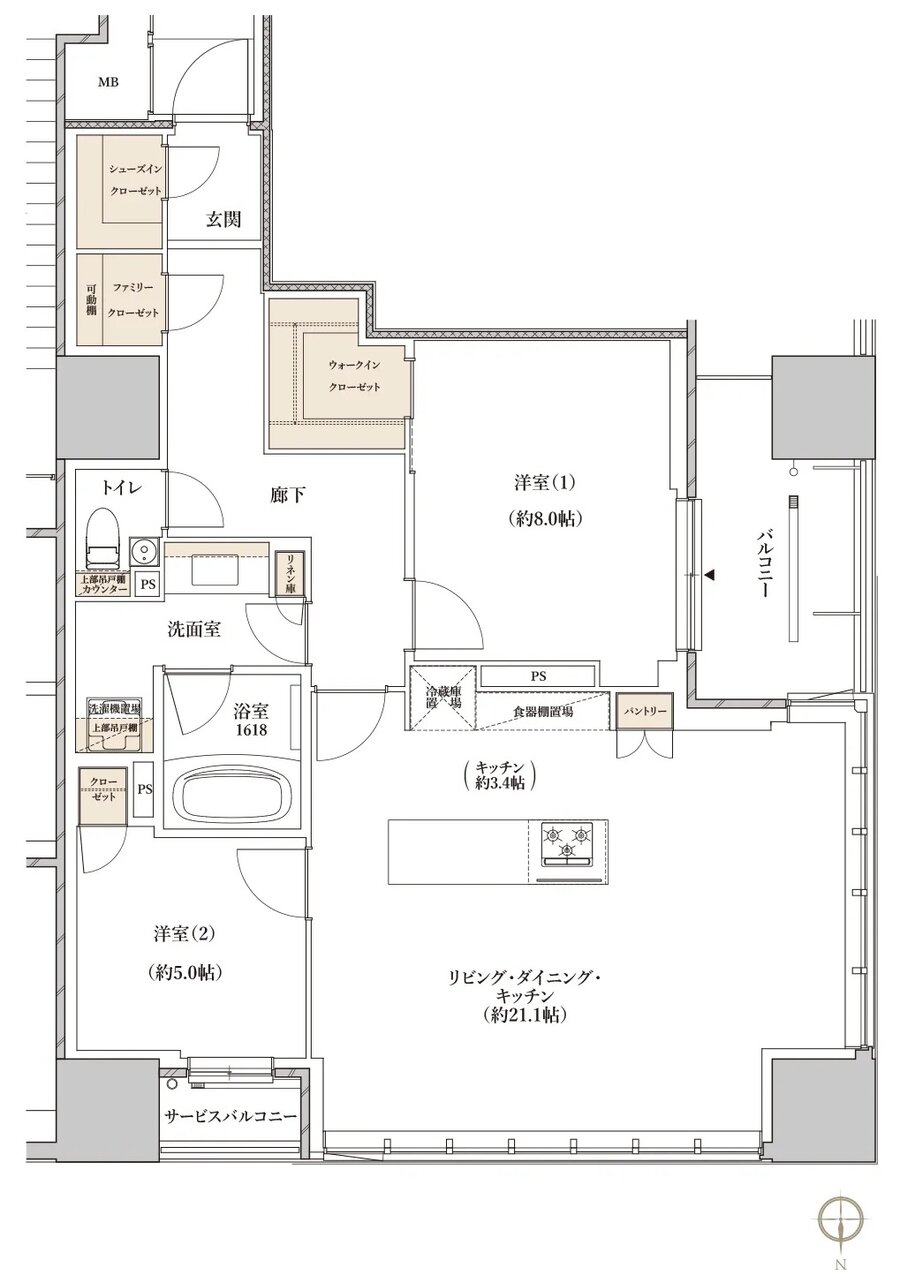 レグナスタワー新梅田 間取り E-84Lタイプ