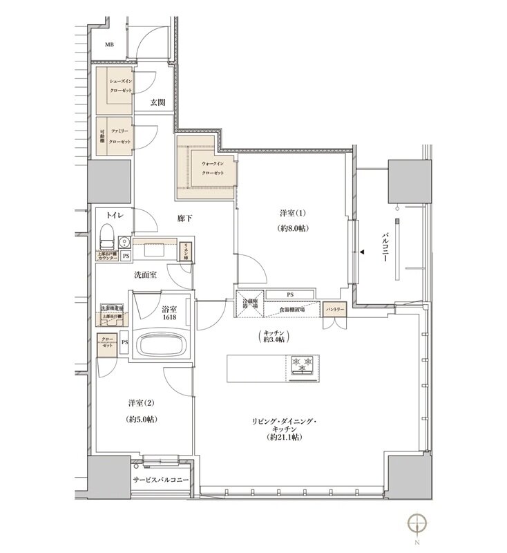 レグナスタワー新梅田 間取り E-84Lタイプ