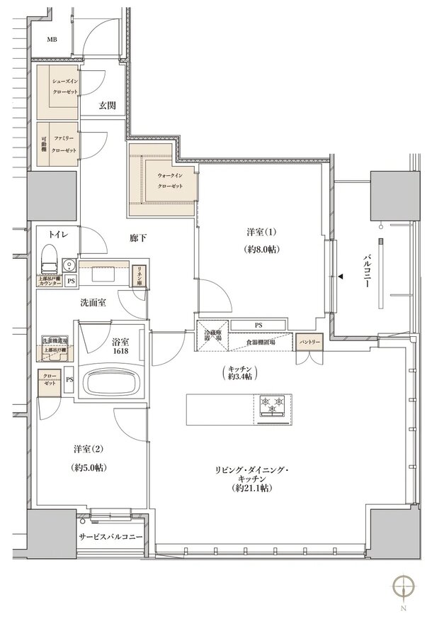 レグナスタワー新梅田 間取り E-84Lタイプ