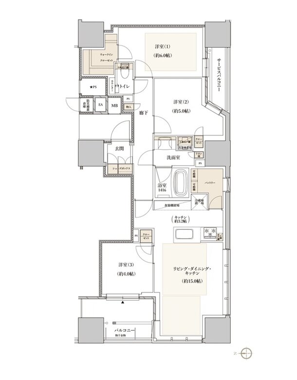 レグナスタワー新梅田 間取り S-73Kタイプ