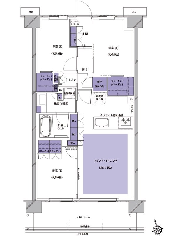 プレシス南流山パークフロント 間取り D2タイプ