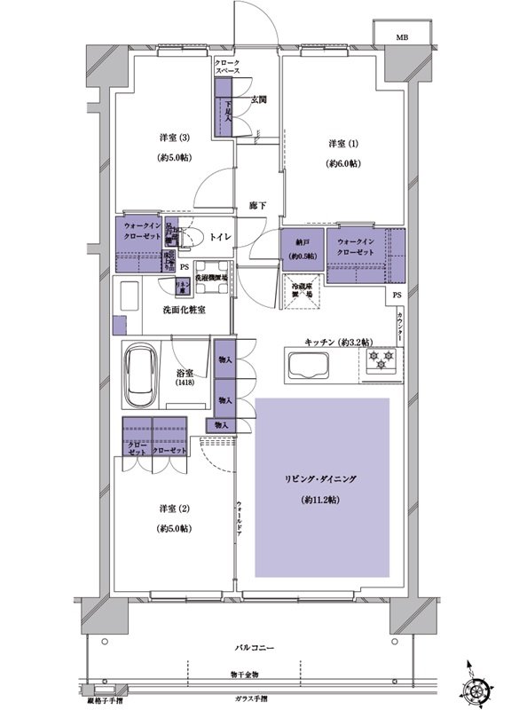 プレシス南流山パークフロント 間取り D1タイプ