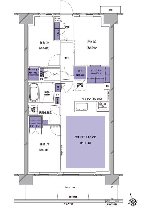 プレシス南流山パークフロント 間取り F2タイプ