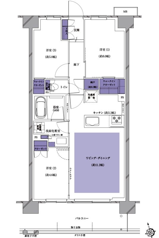 プレシス南流山パークフロント 間取り E2タイプ