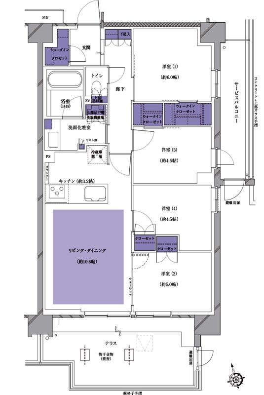 プレシス南流山パークフロント 間取り Htタイプ