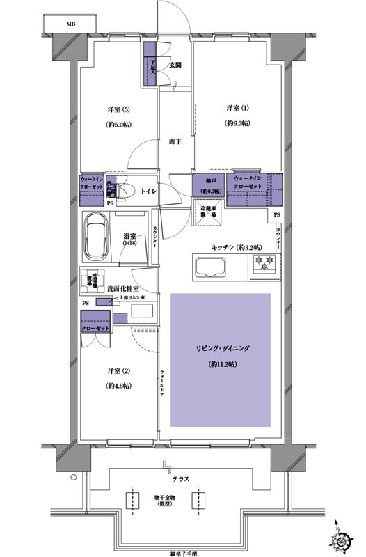 プレシス南流山パークフロント 間取り G1tタイプ
