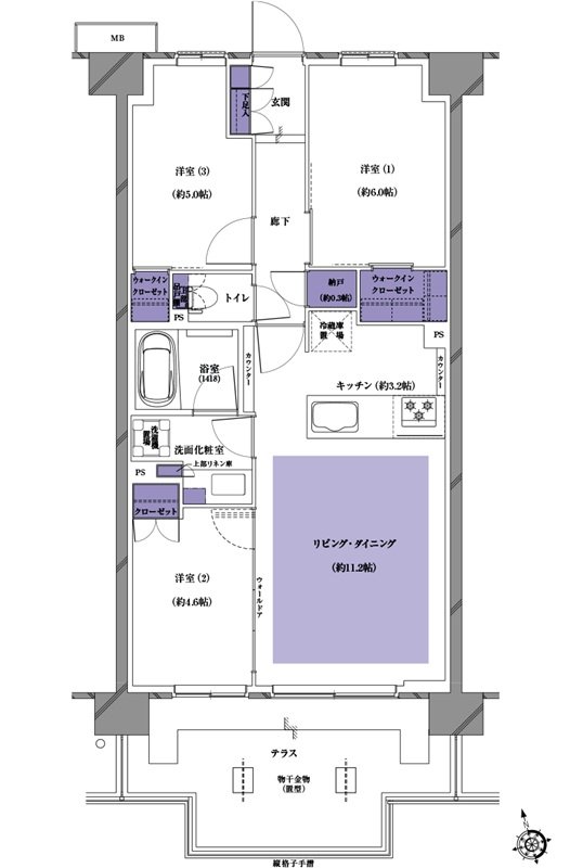 プレシス南流山パークフロント 間取り G3tタイプ