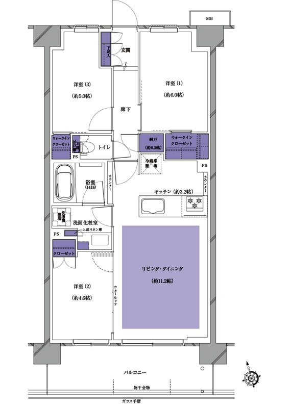 プレシス南流山パークフロント 間取り E4タイプ