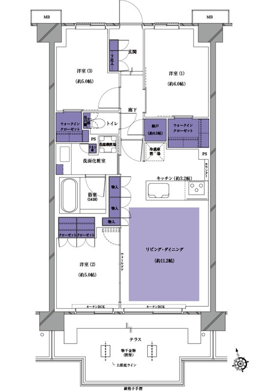 プレシス南流山パークフロント 間取り D2tタイプ