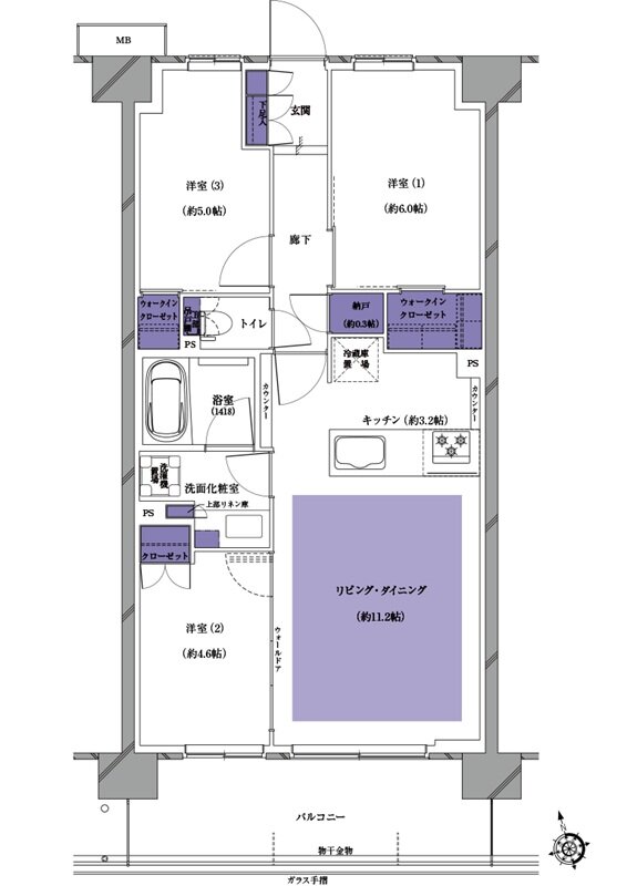 プレシス南流山パークフロント 間取り E3タイプ