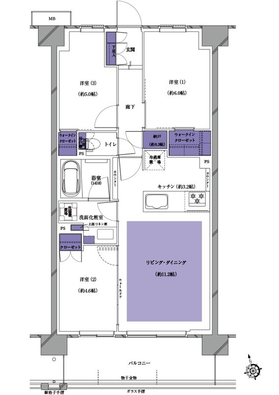 プレシス南流山パークフロント 間取り G1タイプ