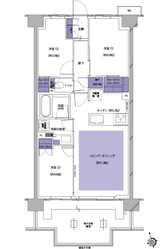 プレシス南流山パークフロント 間取り E4tタイプ