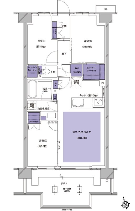 プレシス南流山パークフロント 間取り F2tタイプ