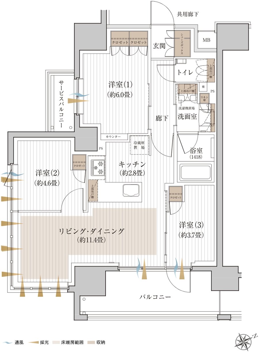 シャリエ椎名町 間取り A TYPE(8F〜14F)