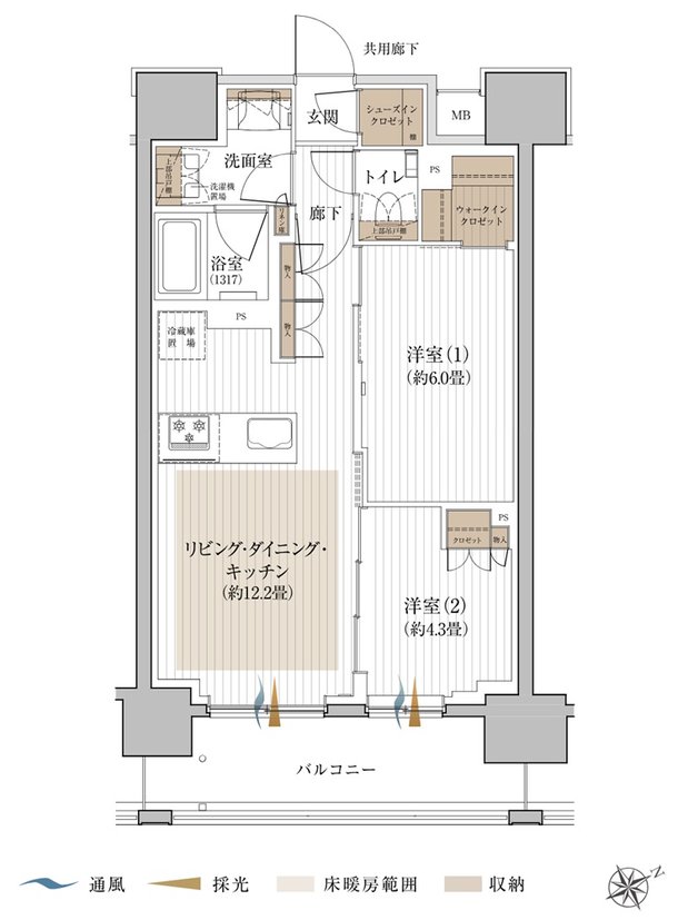 シャリエ椎名町 間取り B TYPE(4F〜14F)