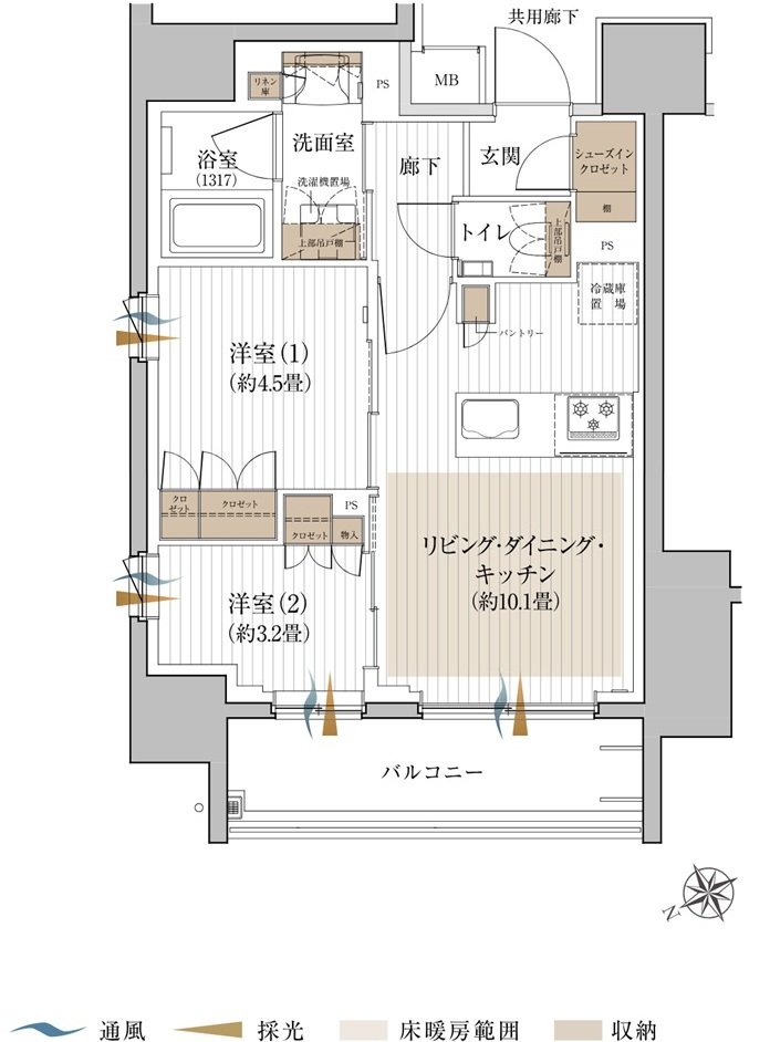 シャリエ椎名町 間取り D TYPE(2F〜14F)