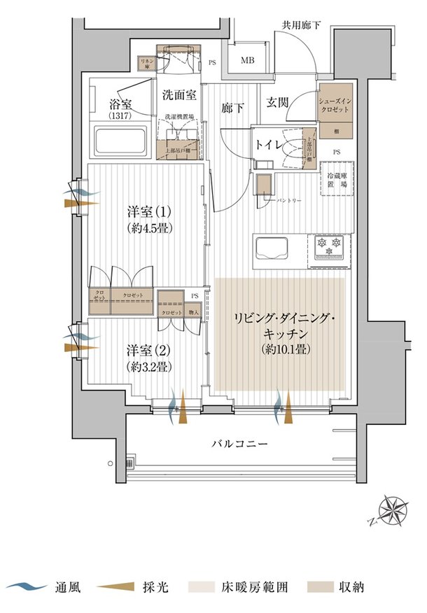 シャリエ椎名町 間取り D TYPE(2F〜14F)