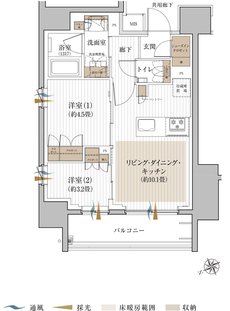 シャリエ椎名町 間取り D TYPE(2F〜14F)