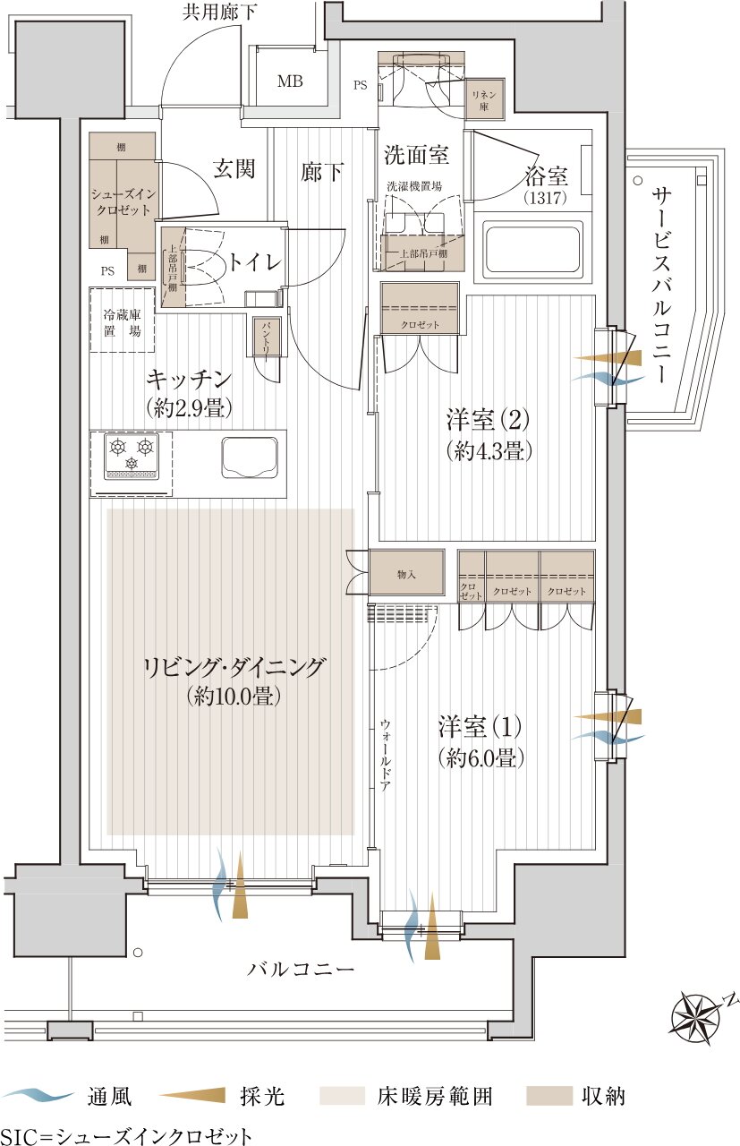 シャリエ椎名町 間取り C2 TYPE(3F〜14F)