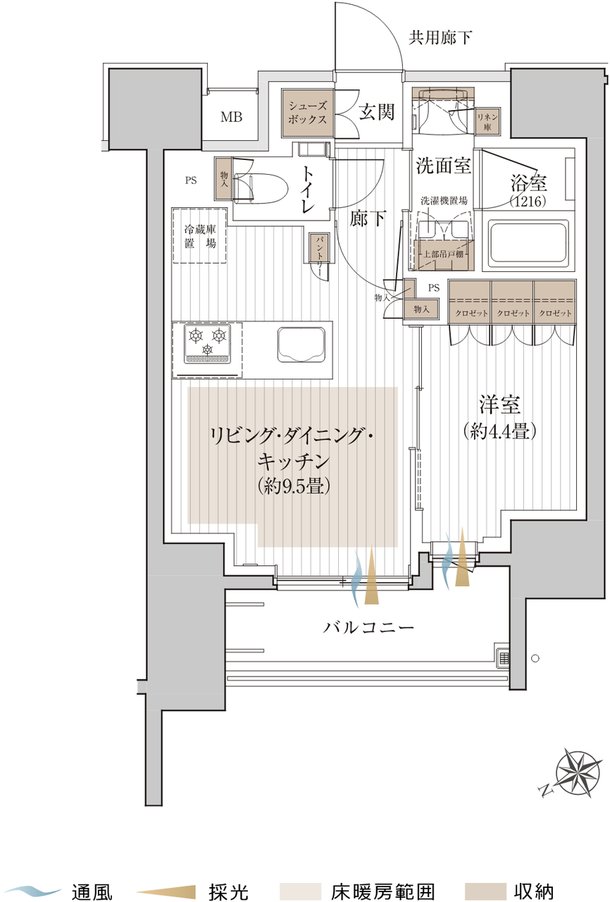 シャリエ椎名町 間取り E TYPE(2F〜14F)