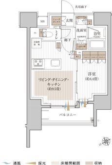 シャリエ椎名町 間取り E TYPE(2F〜14F)
