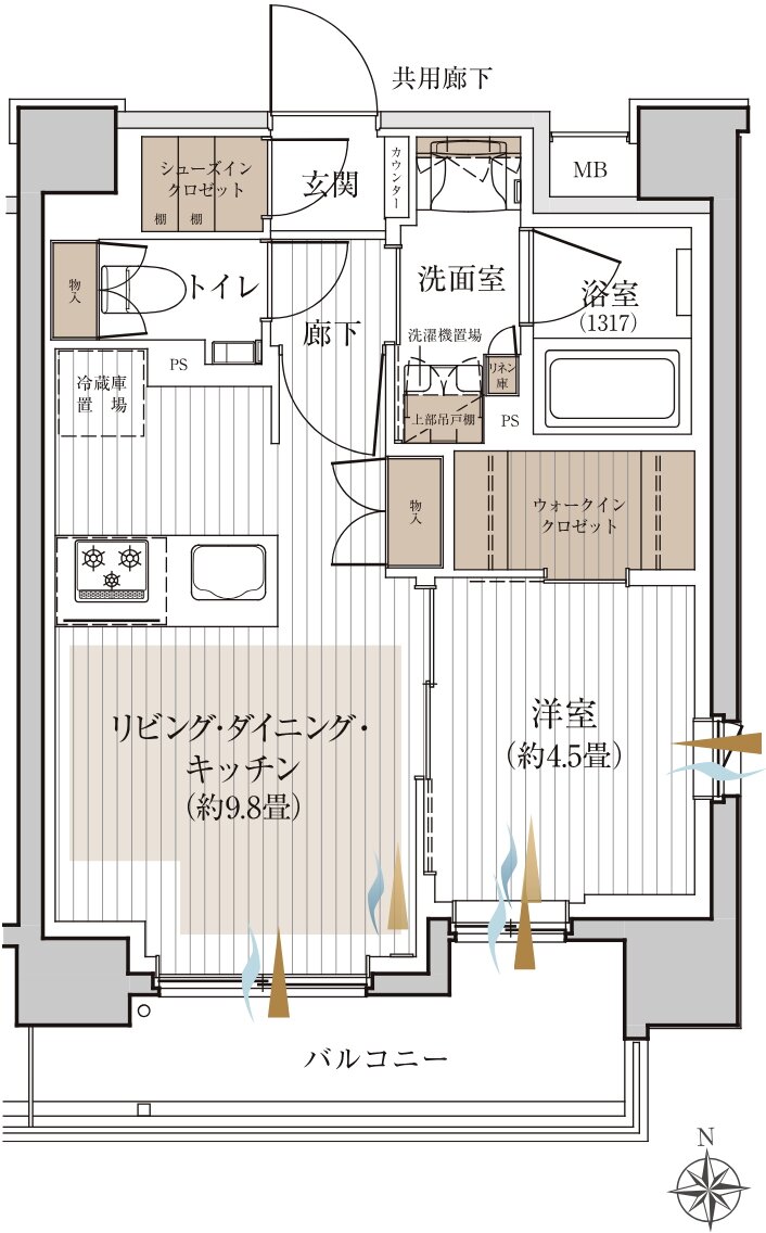 シャリエ椎名町 間取り G1 TYPE(3F〜5F)