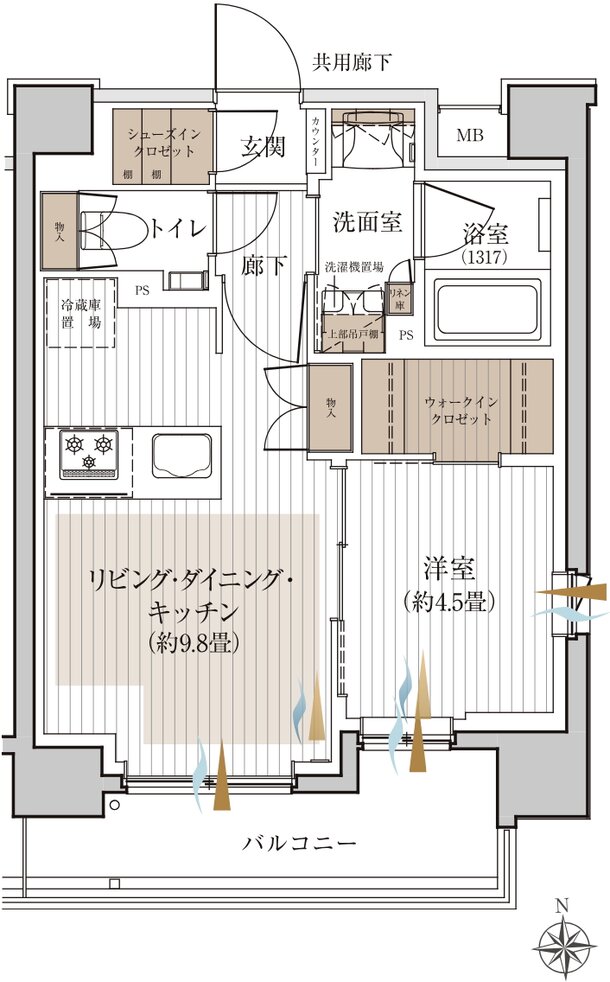 シャリエ椎名町 間取り G1 TYPE(3F〜5F)