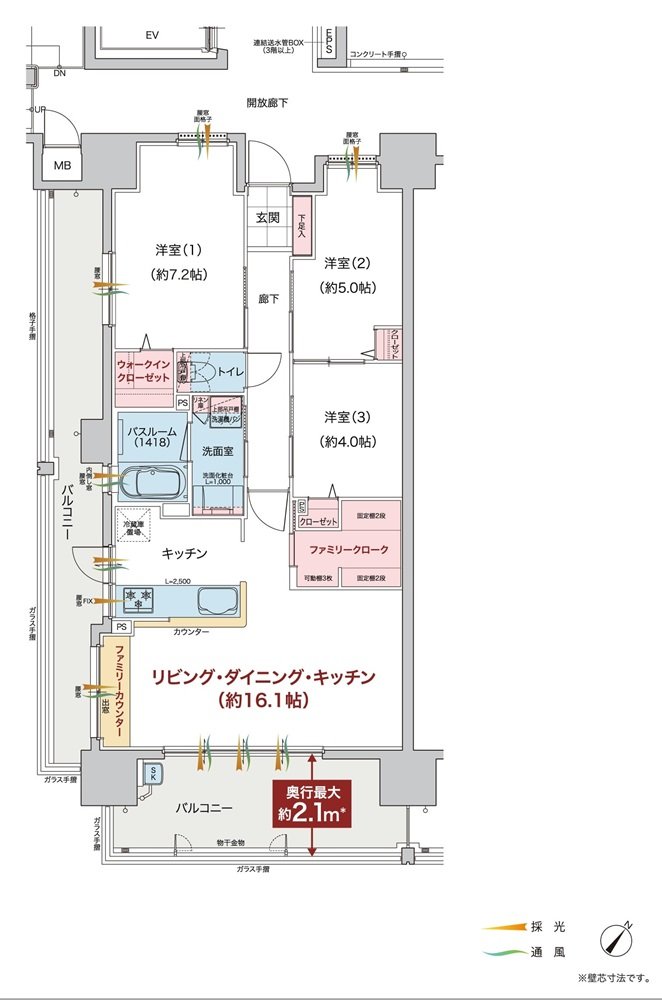 ヴェルディ舟入南弐番館 間取り A type(2~15階)