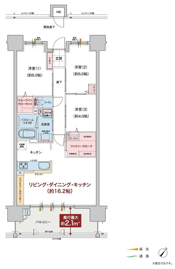 ヴェルディ舟入南弐番館 間取り B type（2～15階）