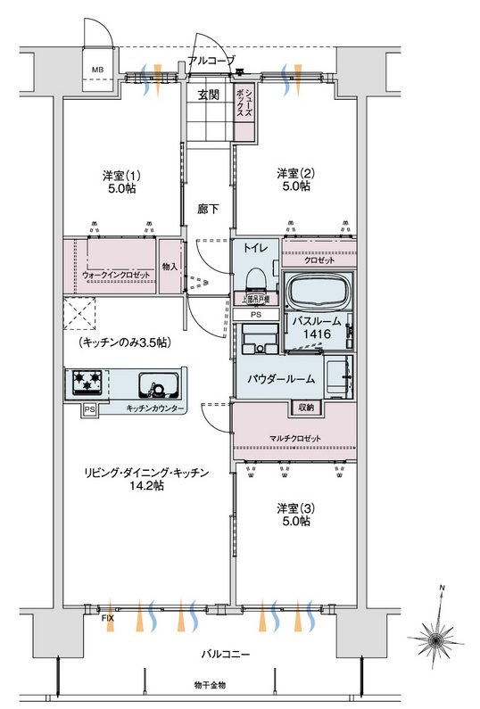 アルファステイツ笹沖 間取り E type