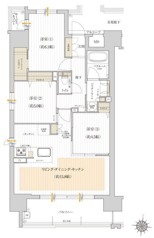 プレサンス グラン 橦木町 間取り Aタイプ