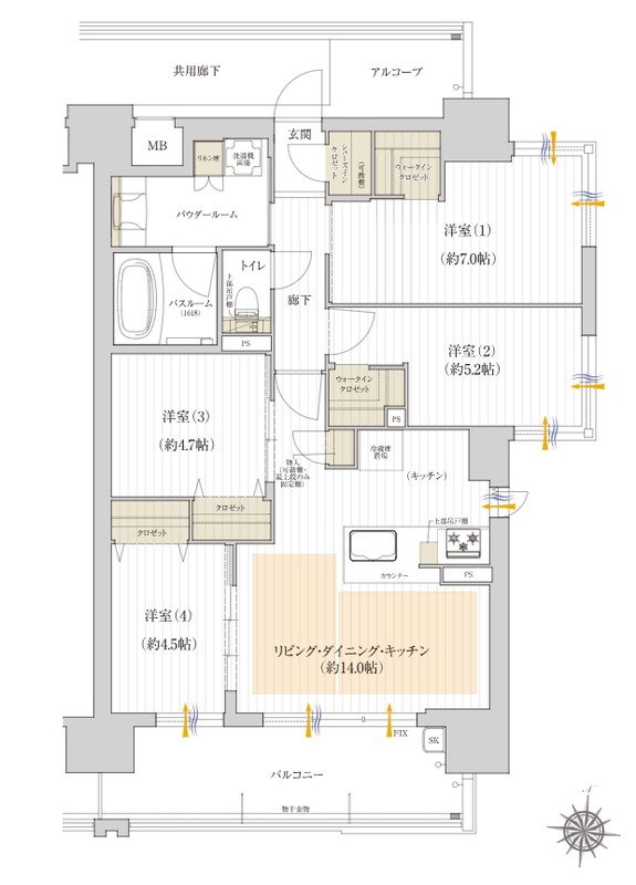 プレサンス グラン 橦木町 間取り Bタイプ
