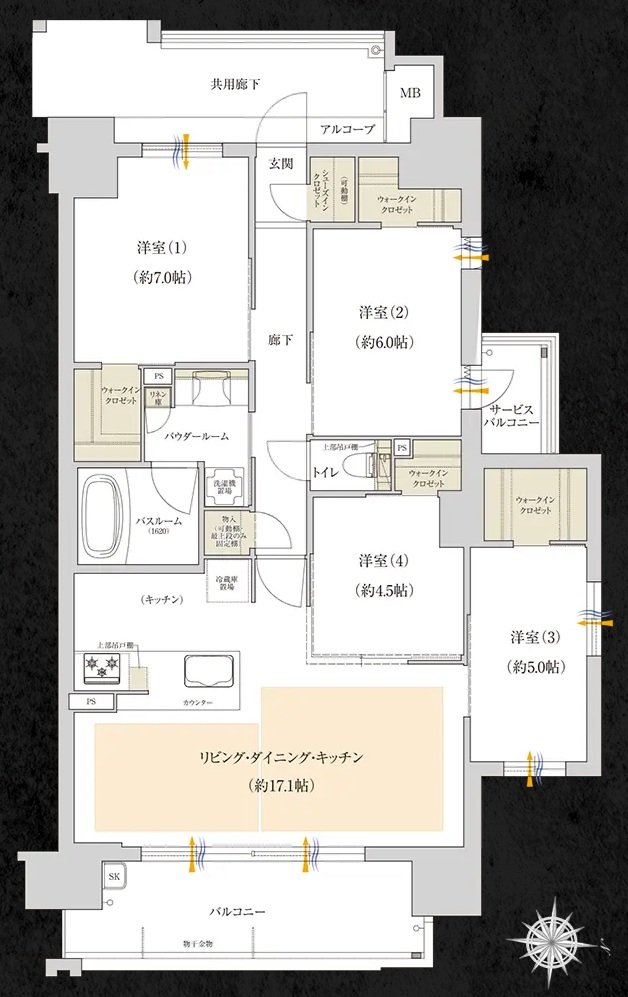 プレサンス グラン 橦木町 間取り Dタイプ