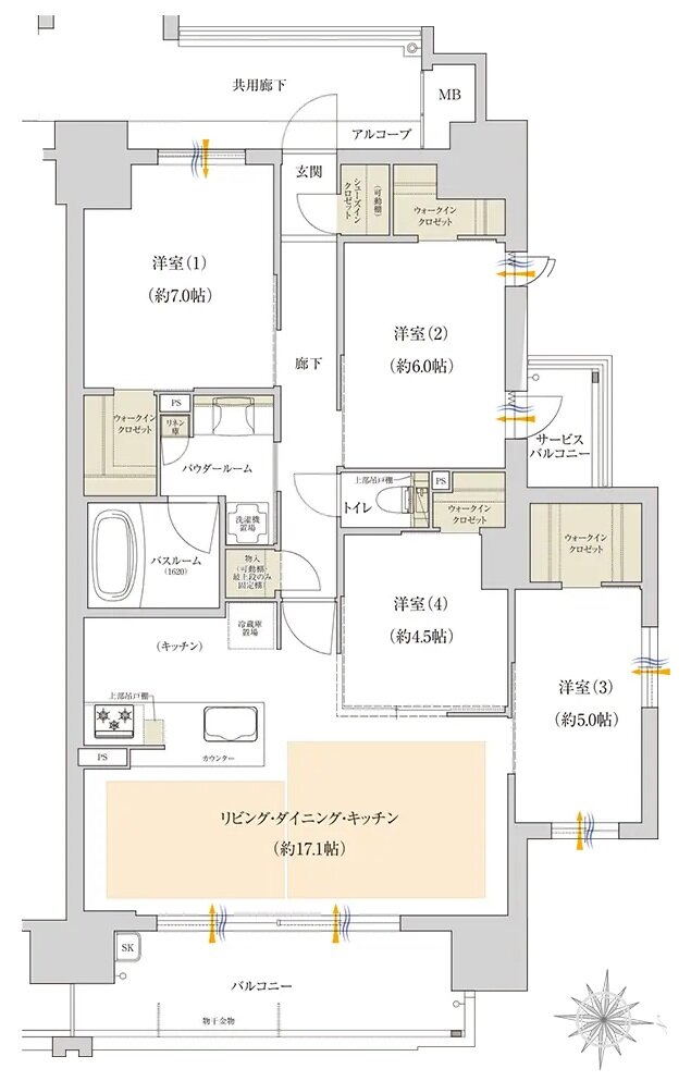 プレサンス グラン 橦木町 間取り Dタイプ