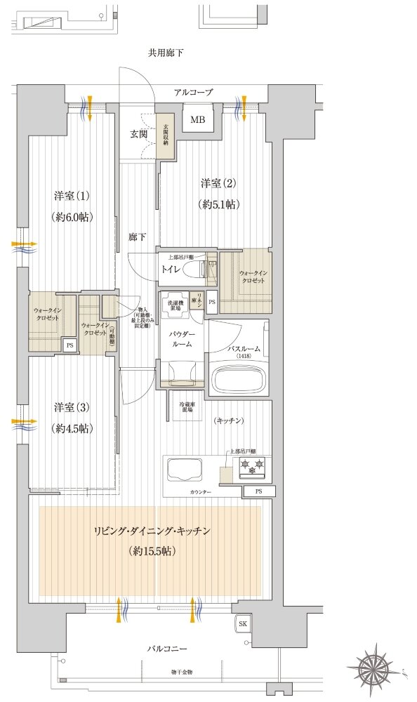 プレサンス グラン 橦木町 間取り Cタイプ