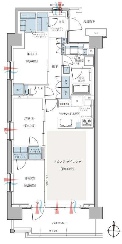 CENTRAL AIR CITY RESIDENCE II 間取り Nタイプ