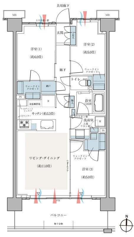 CENTRAL AIR CITY RESIDENCE II 間取り B1タイプ