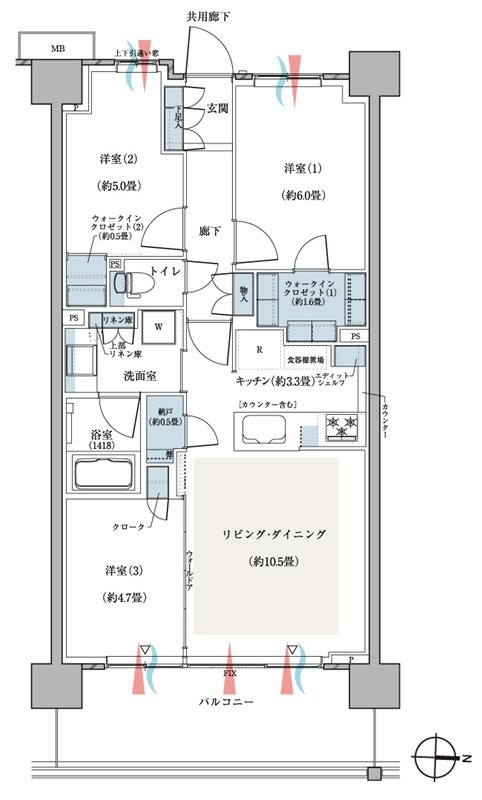 ＣＥＮＴＲＡＬ　ＡＩＲ　ＣＩＴＹ　ＲＥＳＩＤＥＮＣＥ　II 間取り G2タイプ