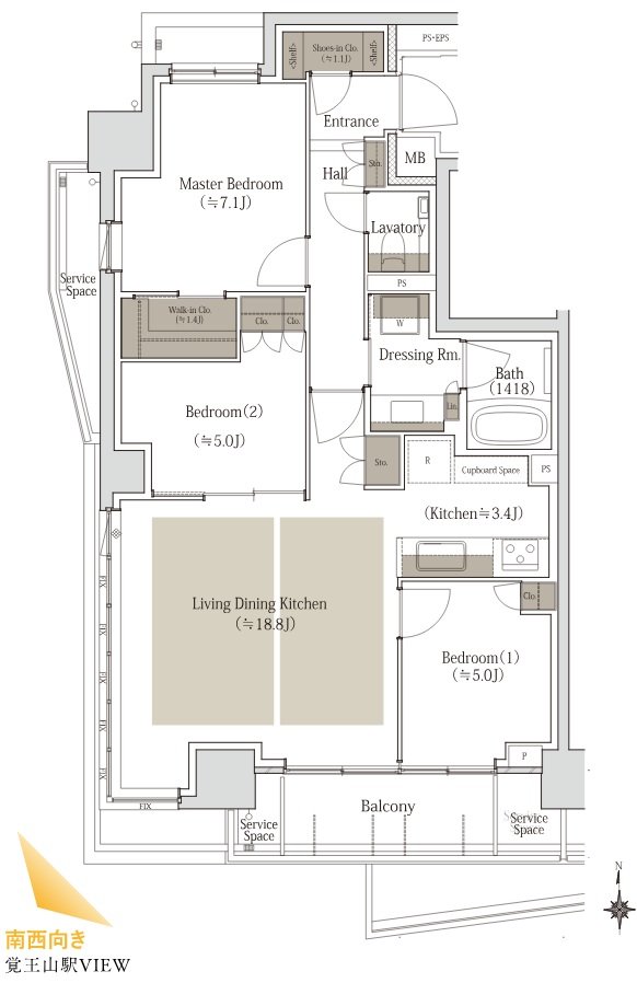 ＣＥＮＴＲＡＬ　ＡＩＲ　ＣＩＴＹ　ＲＥＳＩＤＥＮＣＥ　II 間取り S80Aタイプ