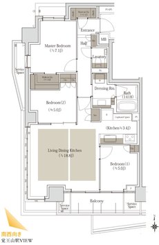 ＣＥＮＴＲＡＬ　ＡＩＲ　ＣＩＴＹ　ＲＥＳＩＤＥＮＣＥ　II 間取り S80Aタイプ
