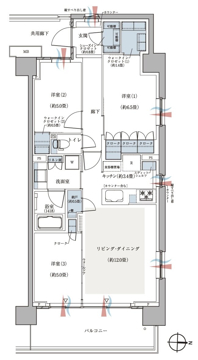 CENTRAL AIR CITY RESIDENCE II 間取り Kタイプ