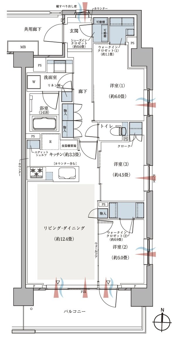 CENTRAL AIR CITY RESIDENCE II 間取り Eタイプ