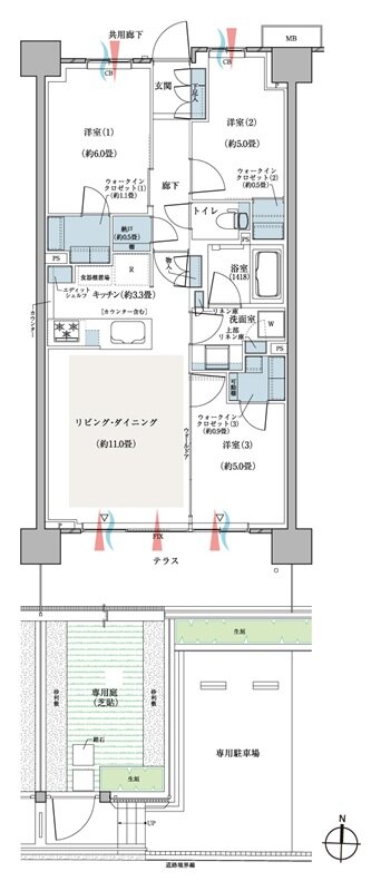 CENTRAL AIR CITY RESIDENCE II 間取り B1gタイプ