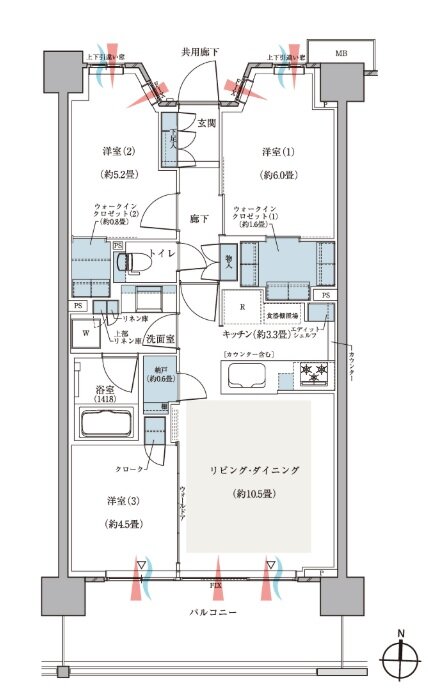 ＣＥＮＴＲＡＬ　ＡＩＲ　ＣＩＴＹ　ＲＥＳＩＤＥＮＣＥ　II 間取り D2タイプ