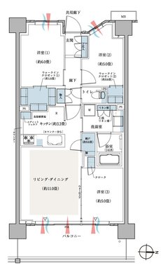 ＣＥＮＴＲＡＬ　ＡＩＲ　ＣＩＴＹ　ＲＥＳＩＤＥＮＣＥ　II 間取り Hタイプ