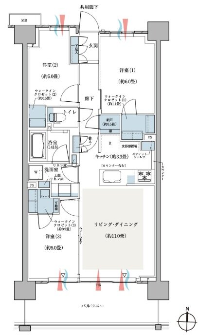 ＣＥＮＴＲＡＬ　ＡＩＲ　ＣＩＴＹ　ＲＥＳＩＤＥＮＣＥ　II 間取り B2タイプ