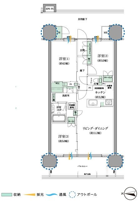 セントラルパーク盛南新都心 間取り Dタイプ（WEST SIDE）