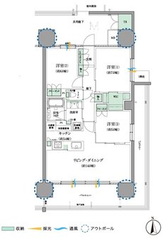 セントラルパーク盛南新都心 間取り Kタイプ（SOUTH SIDE）