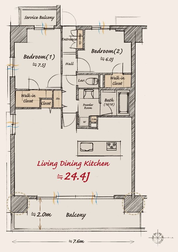 レーベン別府 THE PHILOSOPHIA 間取り D type SELECT